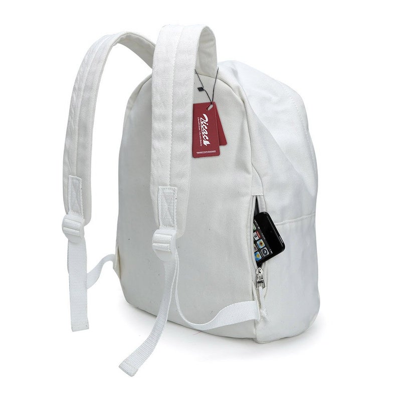 Zicac DIY Canvas Backpack, Classic Basic Daypack, Lightweight Casual Travel Daypack Satchel Backpack Unisex (White) - Image 5